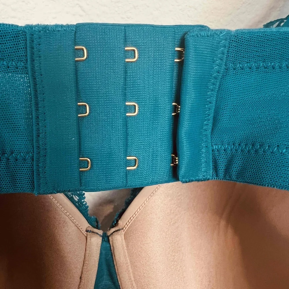 ThirdLove Size 38F Bra Teal Contour Plunge Underwire Padded Lace‎ NWOT